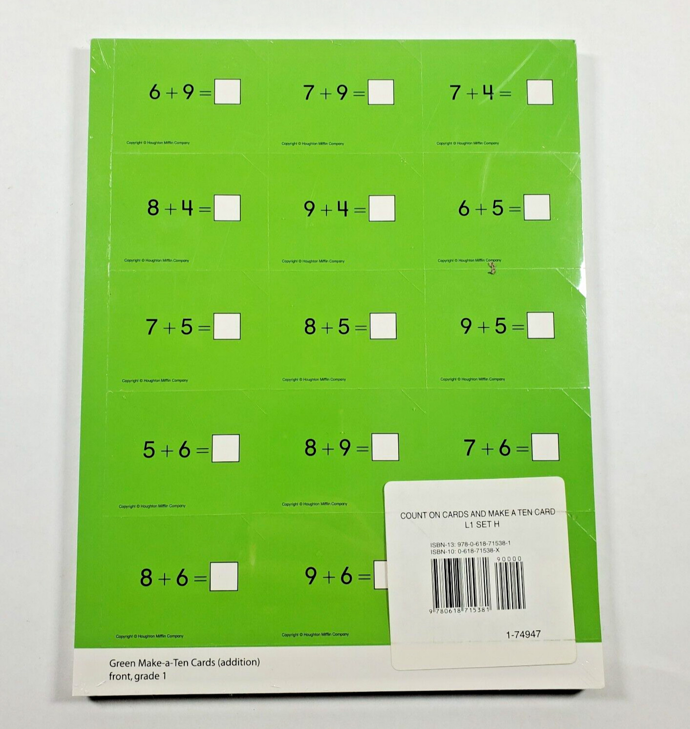 Math Expressions Grade 1 Count on Cards Make a Ten Cards Addition 30 Pack Green