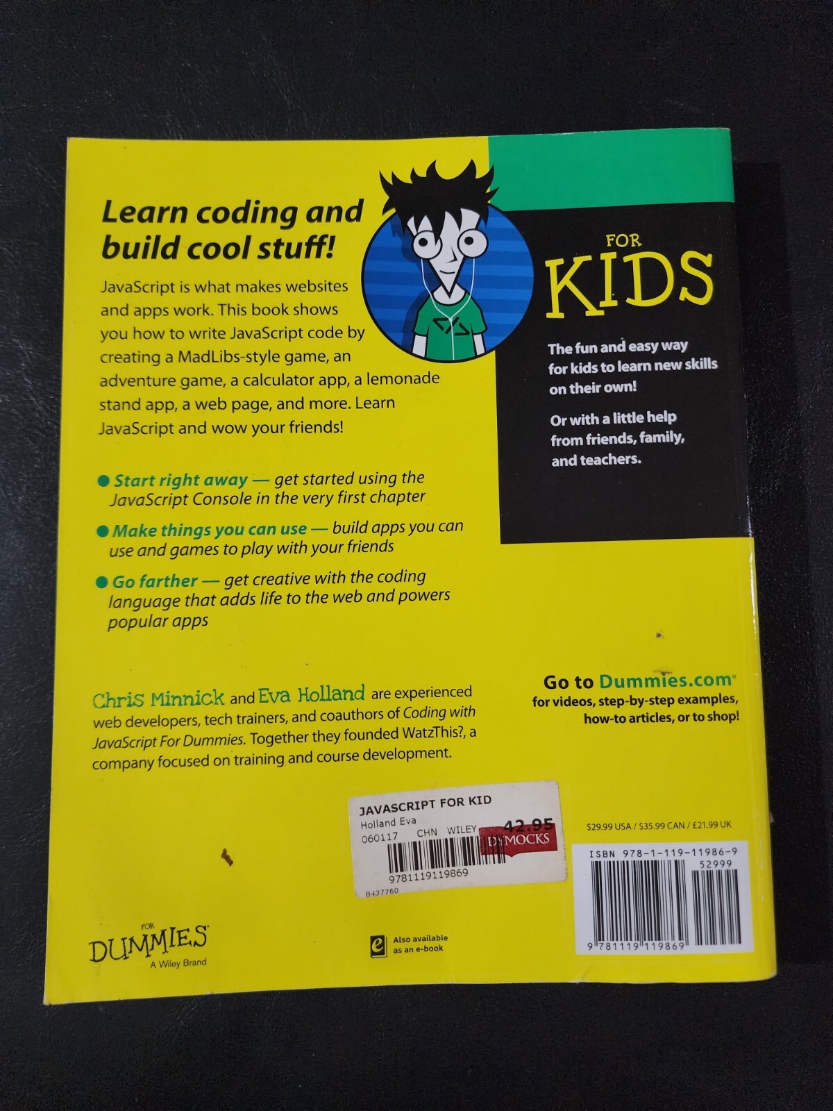 JavaScript for Kids for Dummies by Chris Minnick – Paperback Coding Projects