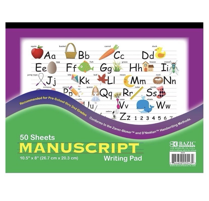 Practice Numbers Manuscript Printing Alphabet Hand Writing Workbook Pad