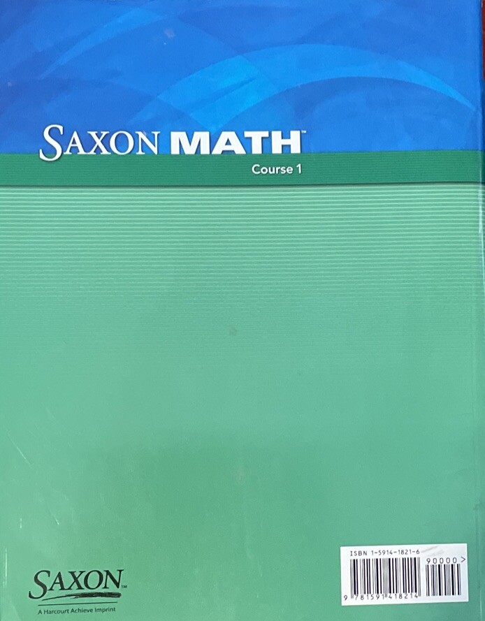 Saxon Math Course 1 Adaptations Student Workbook Homeschool Mathematics unused