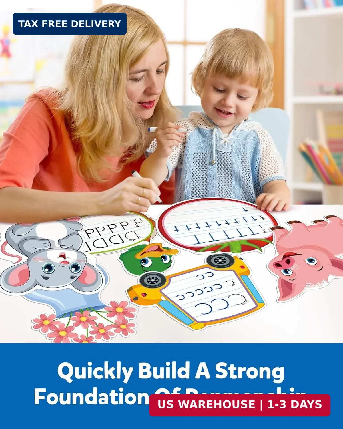 Coogam Educational Handwriting Practice Flashcards, Dry-Erase Alphabet Writing A