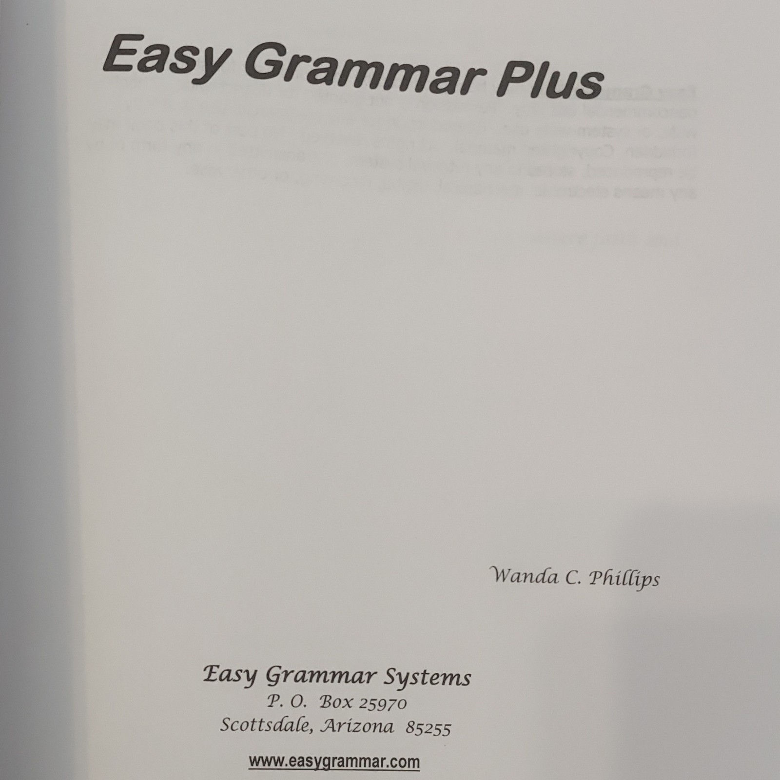 Easy Grammar Plus Student Workbook & Student Test Booklet