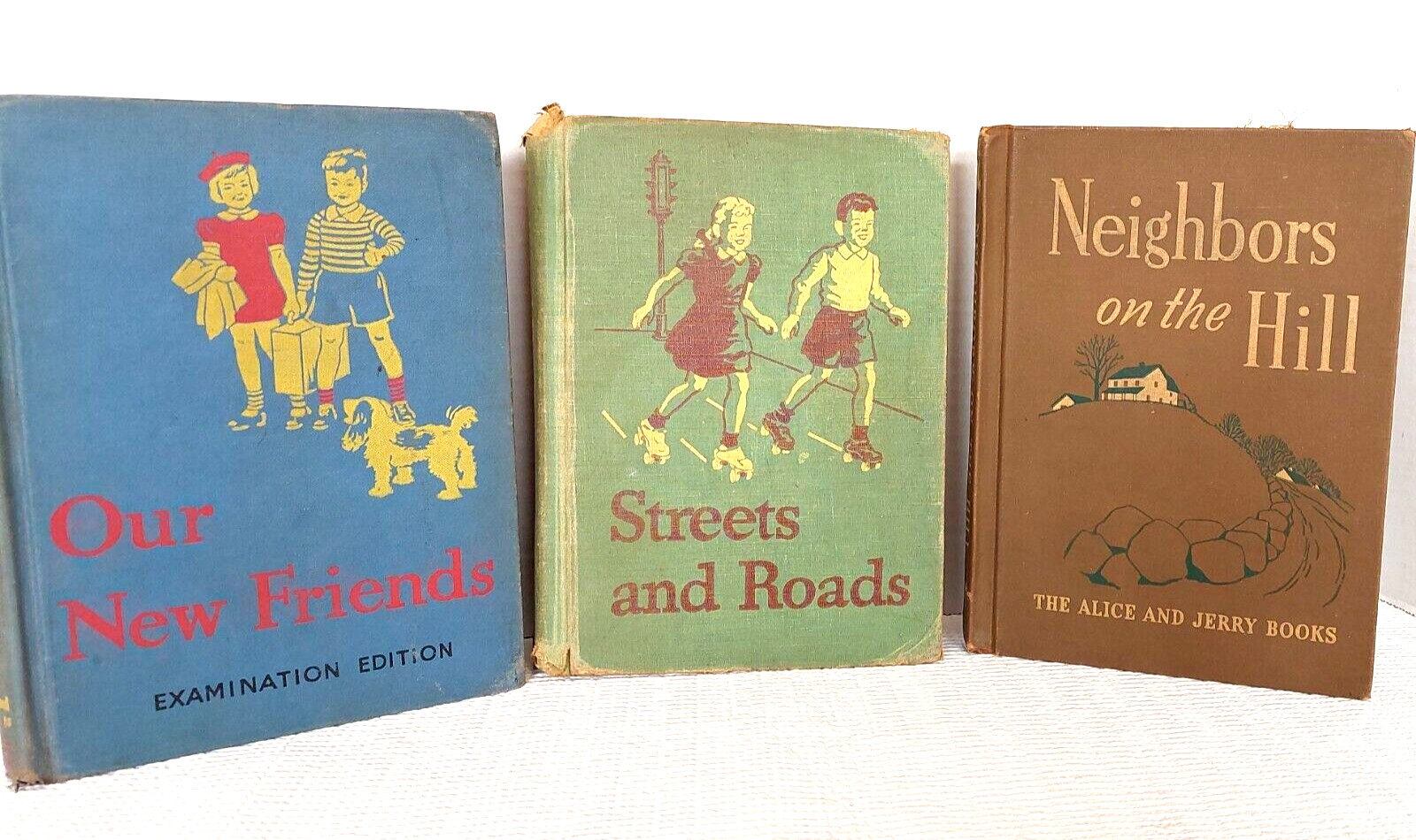 Basic Readers OUR NEW FRIENDS, STREETS ROADS, NEIGHBORS ON THE HILL Vtg Book Lot