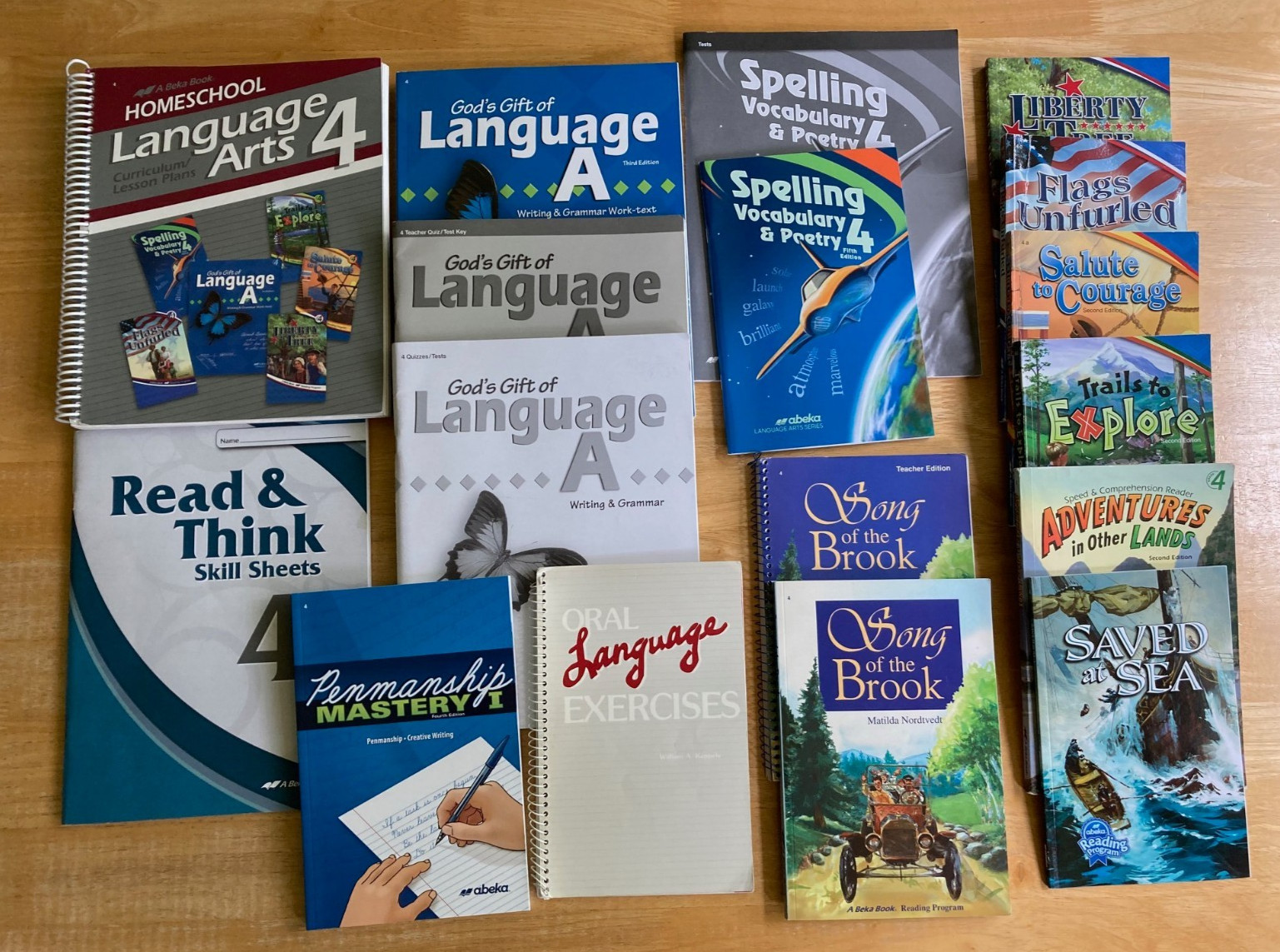 ABEKA Language Arts 4 Language A/Spelling/Readers/Tests/Lesson Plans Lot of 17