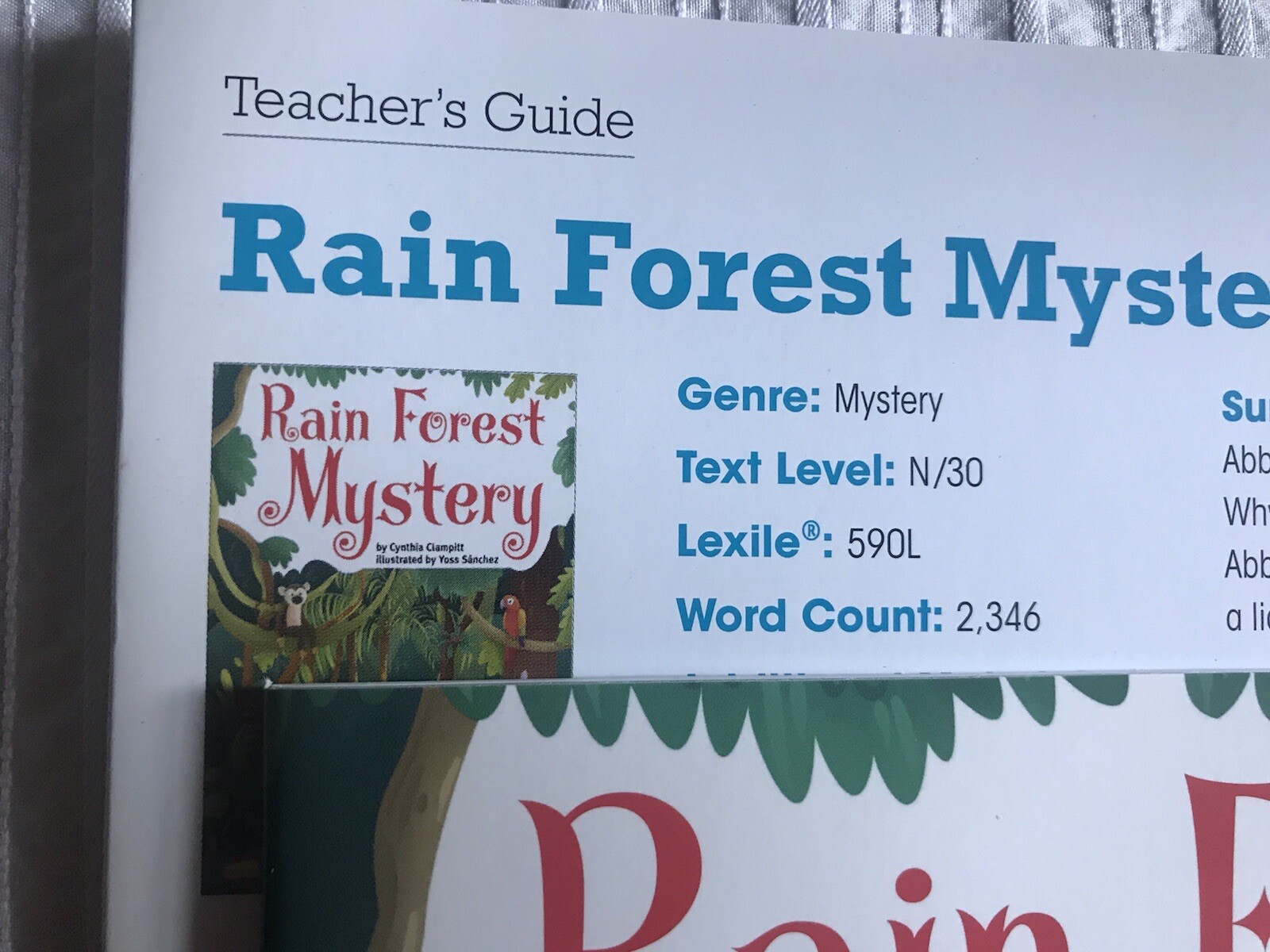 Benchmark Education Grade 3 Unit 1: Rain Forest Mystery – Cynthia Clampitt