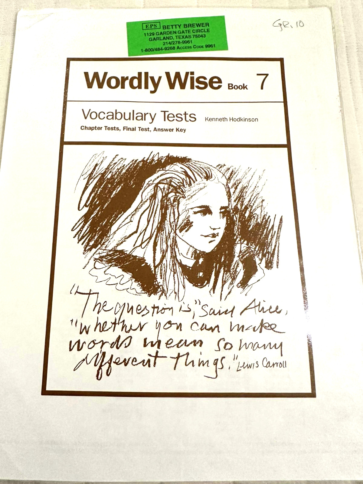 LOT 3 Wordly Wise Quick Quiz Book 7 + Vocabulary Test Answer Key: book 7