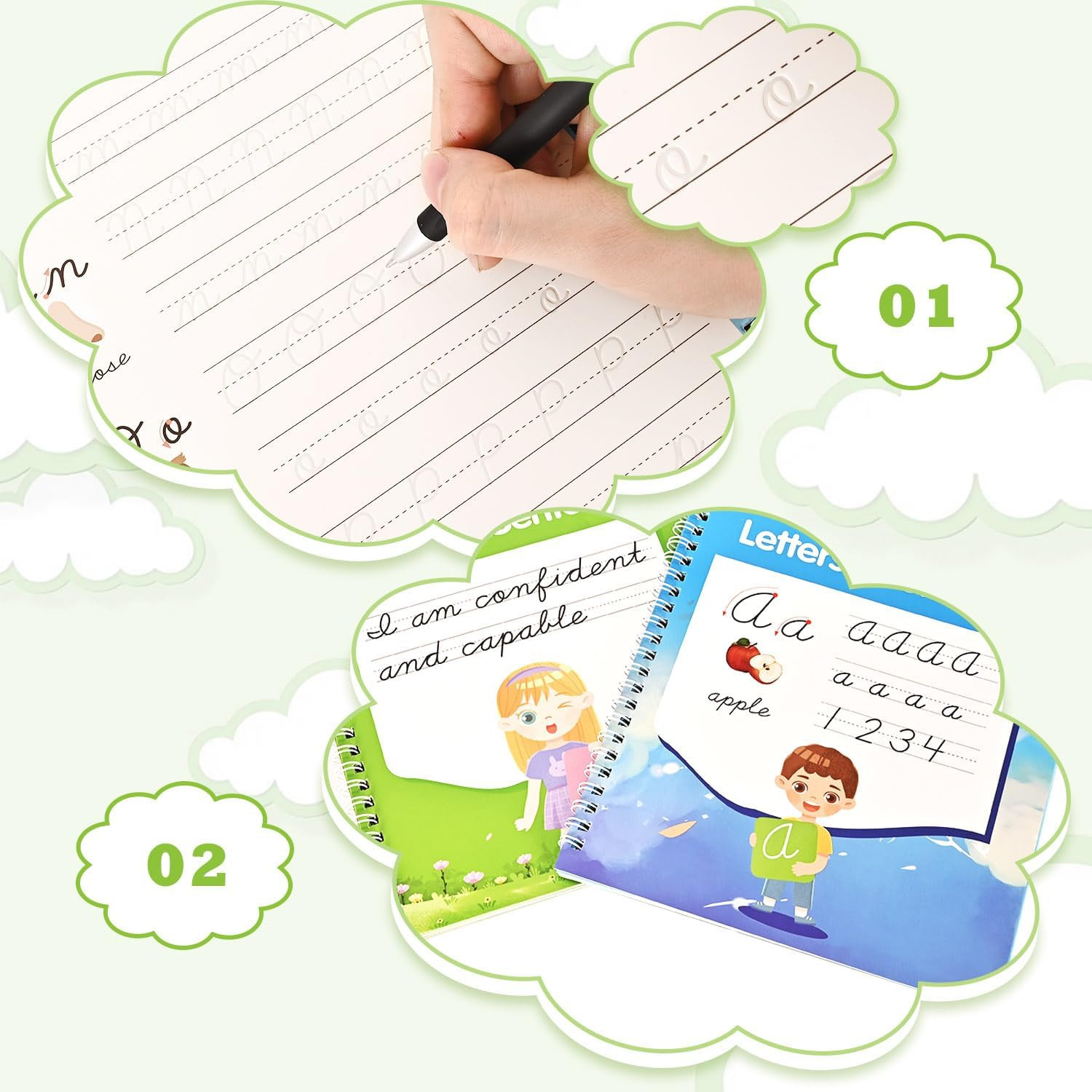 Grooved Cursive Handwriting Workbook, Reusable Magic Grooved Cursive Writing Pra