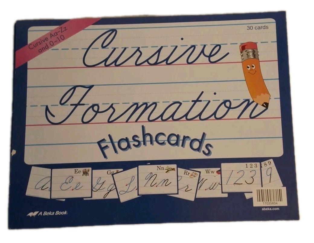 Abeka Cursive Formation Flashcards A-Z And 0-10 Homeschool
