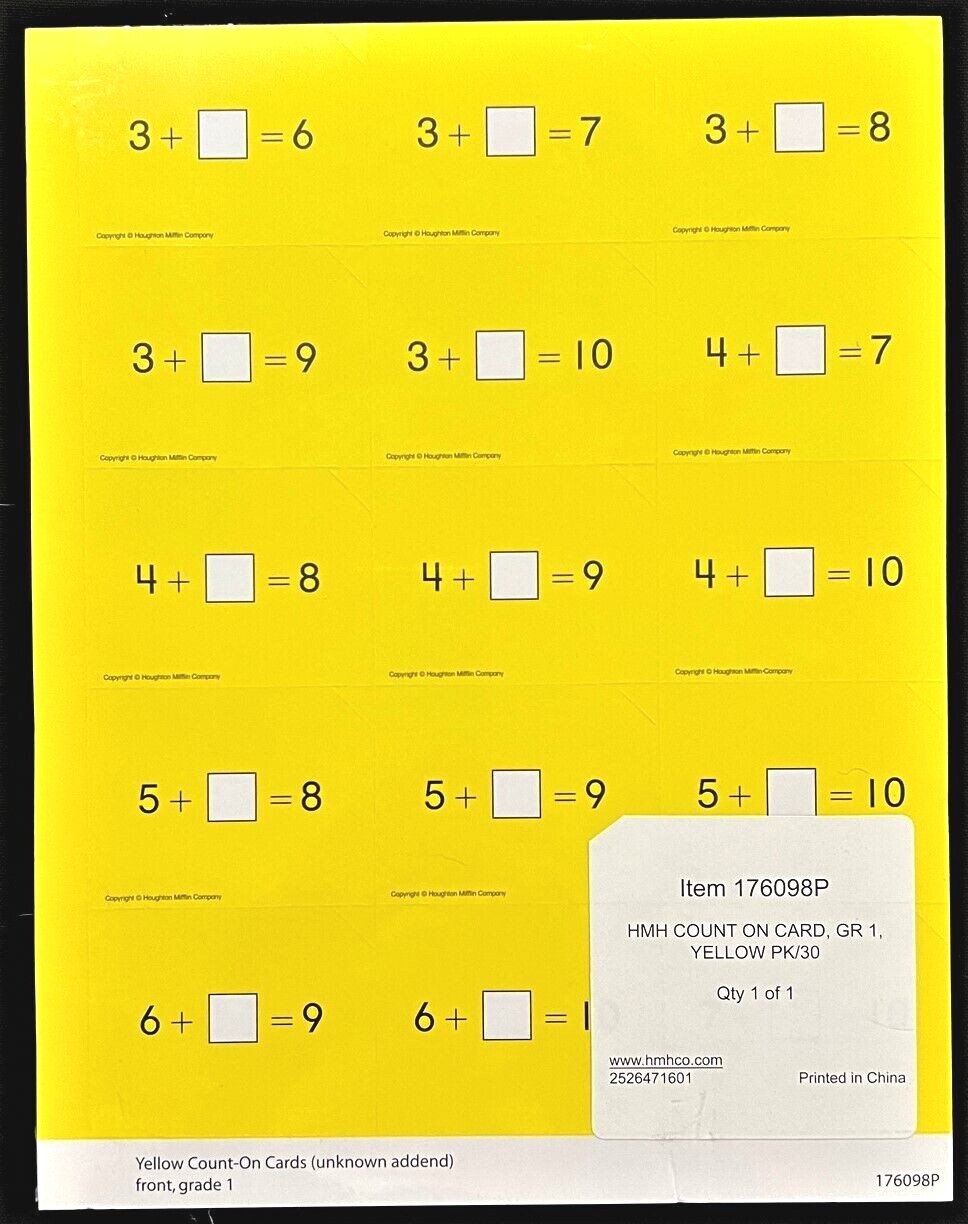 1st Grade – MATH CARDBOARDS CLASS SET – Addition & Subtraction (30/pkg) (6 pkgs)