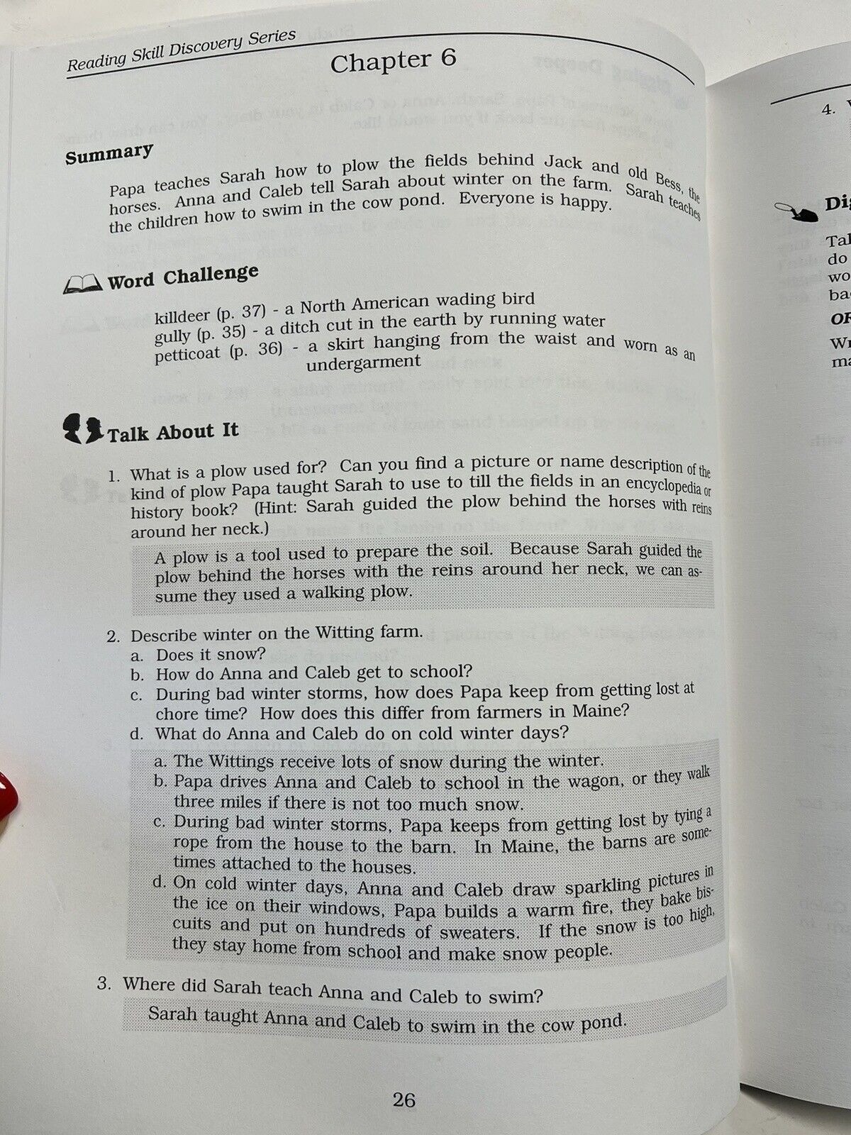 Sarah Plain and Tall Study Guide~Reading Skills Discover Srs~Common Sense R2 09