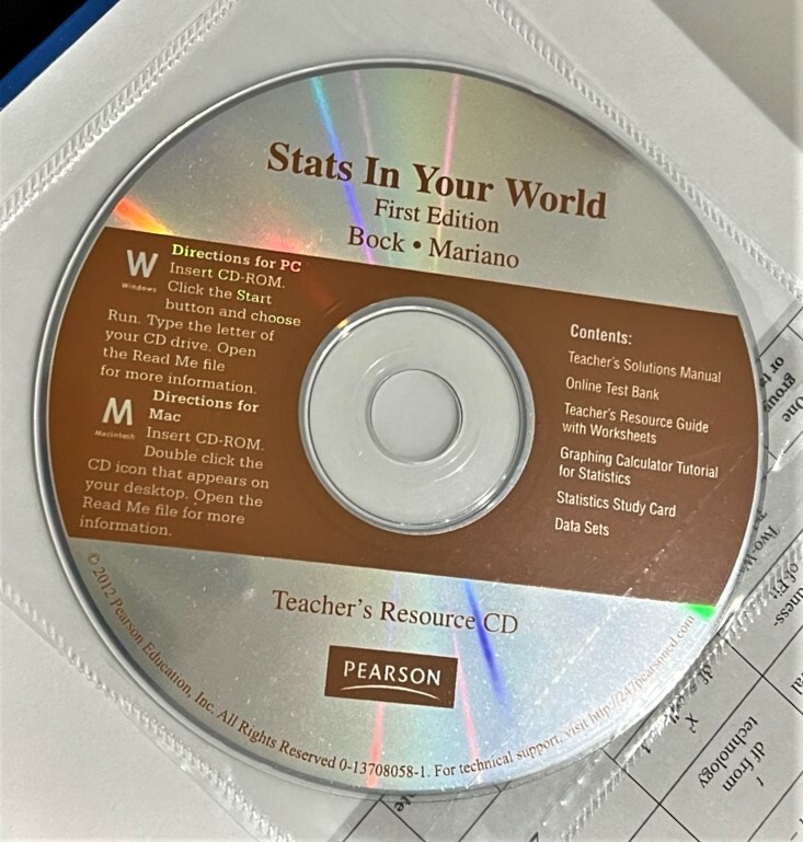 STATS – IN YOUR WORLD & RESOURCE CD (TEACHER EDITION – Answers Included) (2012)