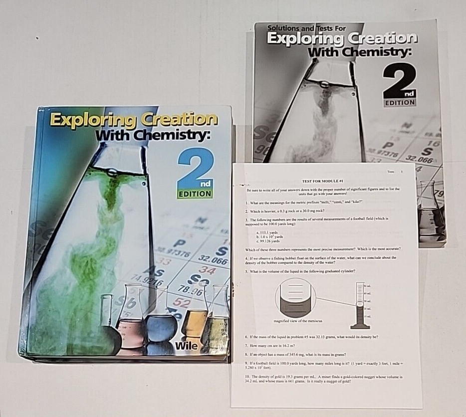 Apologia EXPLORING CREATION W CHEMISTRY Textbook, Solutions, Tests *NO WRITING*