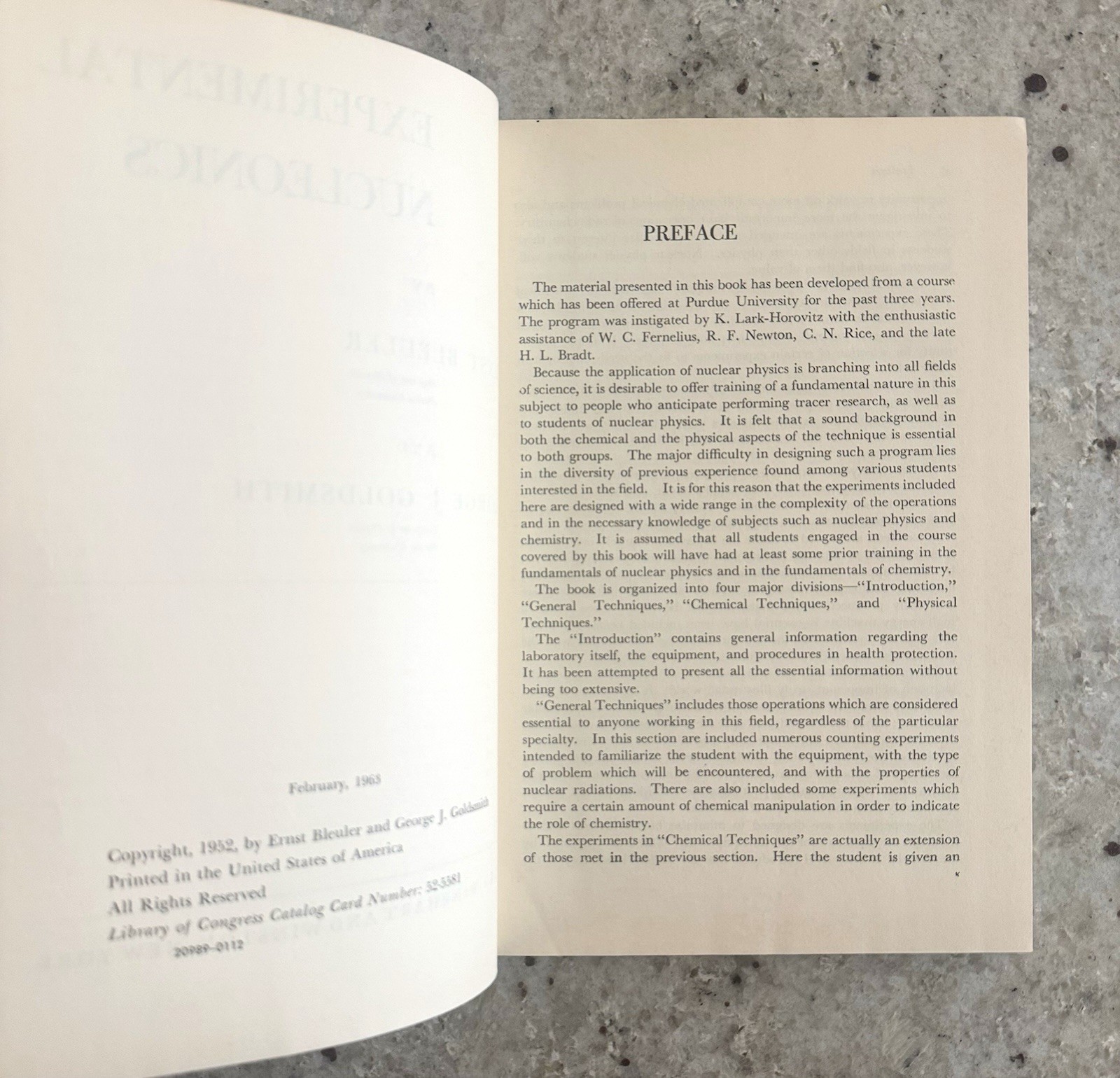 VTG 1963 Experimental Nucleonics Bleuler & Goldsmith (Purdue) HC