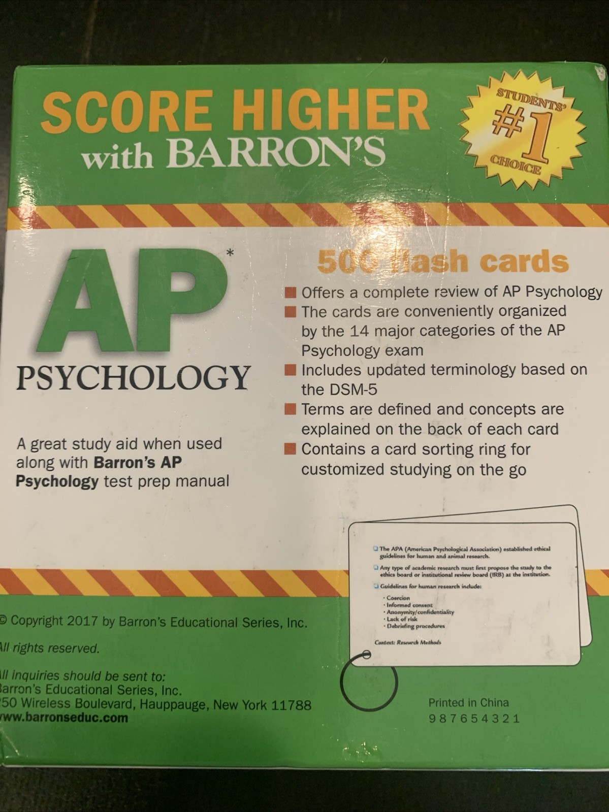 Barron’s AP Psychology Flash Cards 3rd Edition Educational Set Of 500 test prep