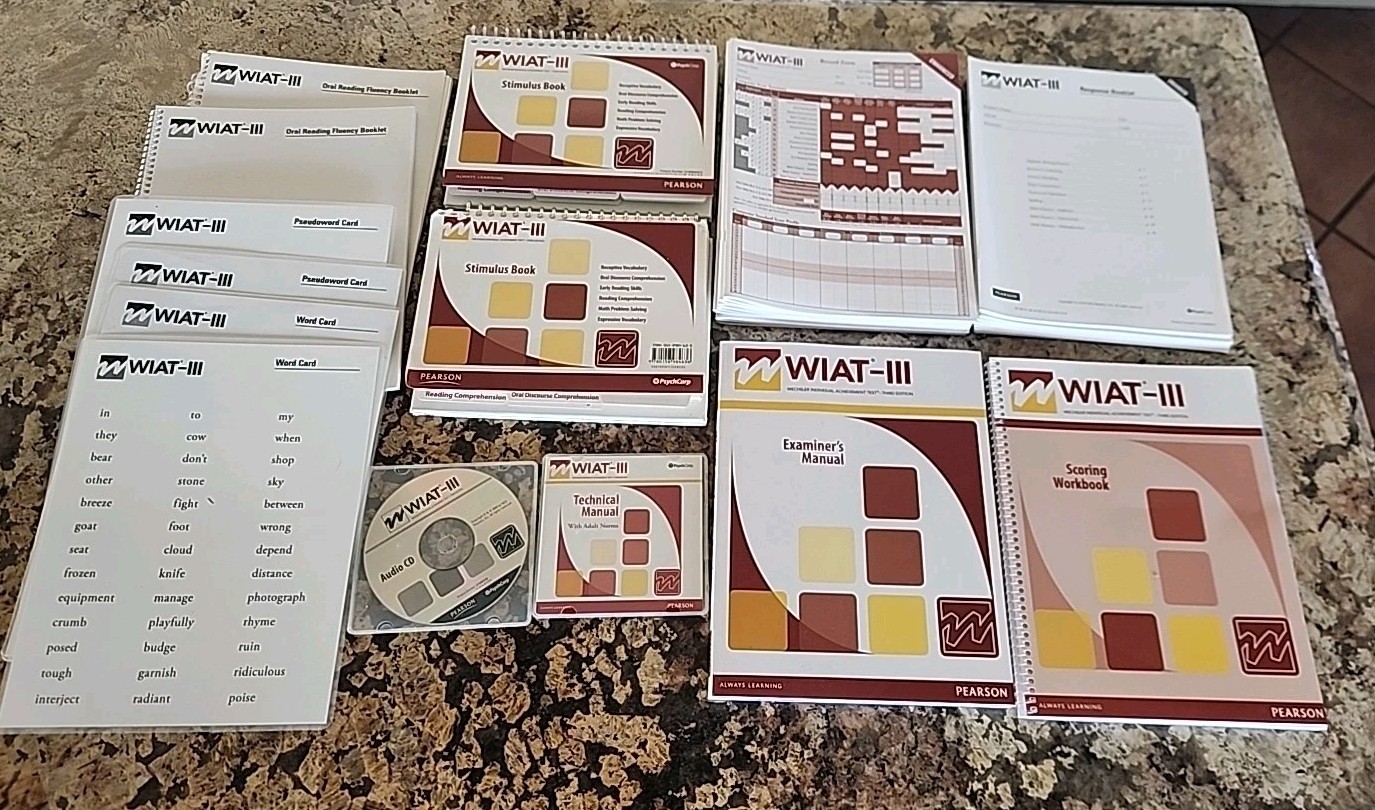 2 WIAT III Test 3rd Edition Test Kit Audio CD Record Response Books Protocols