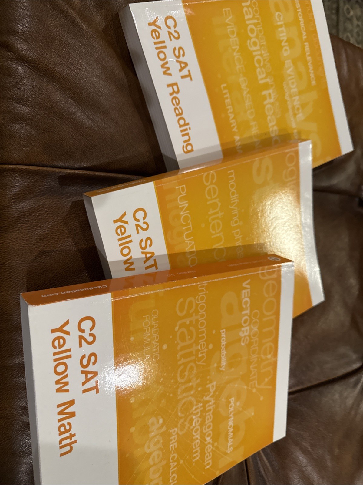 C2 Education C2 SAT Yellow Study Guides Set: Reading, Writing & Math