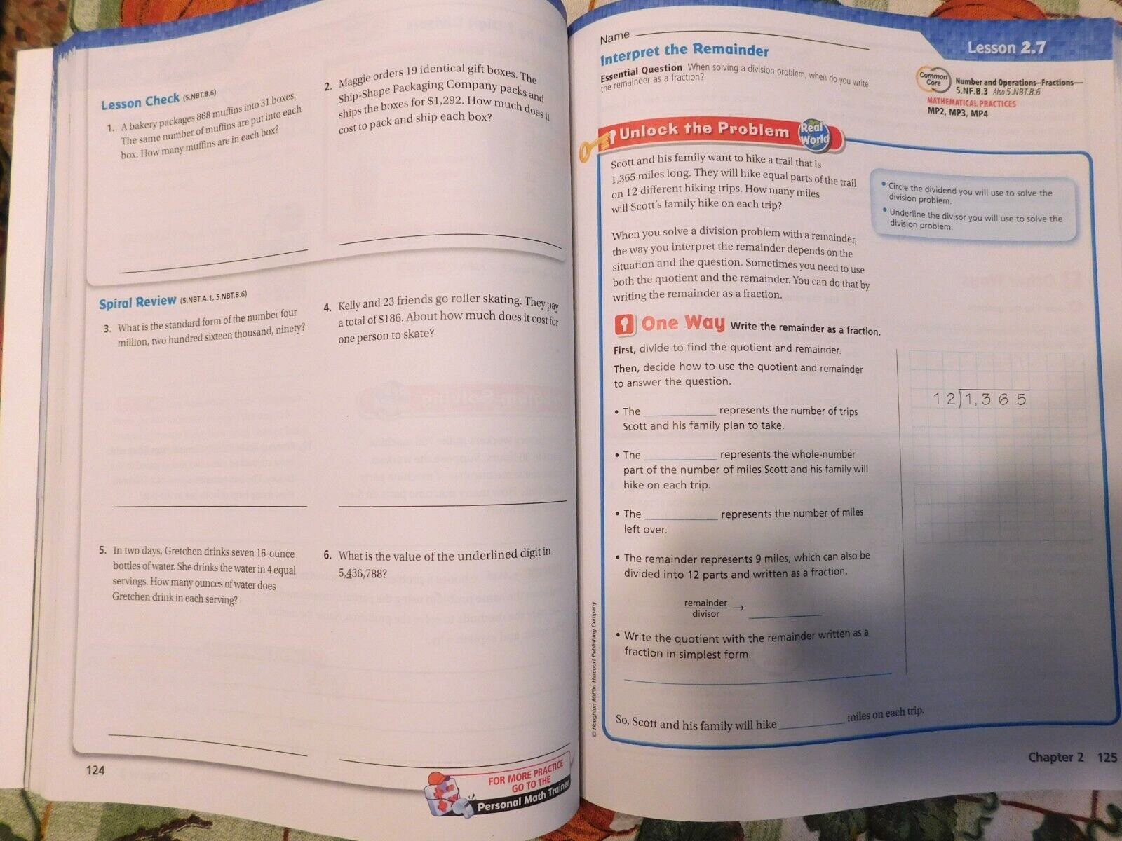 GO MATH VOLUME 1, GRADE 5, STUDENT WORKBOOK
