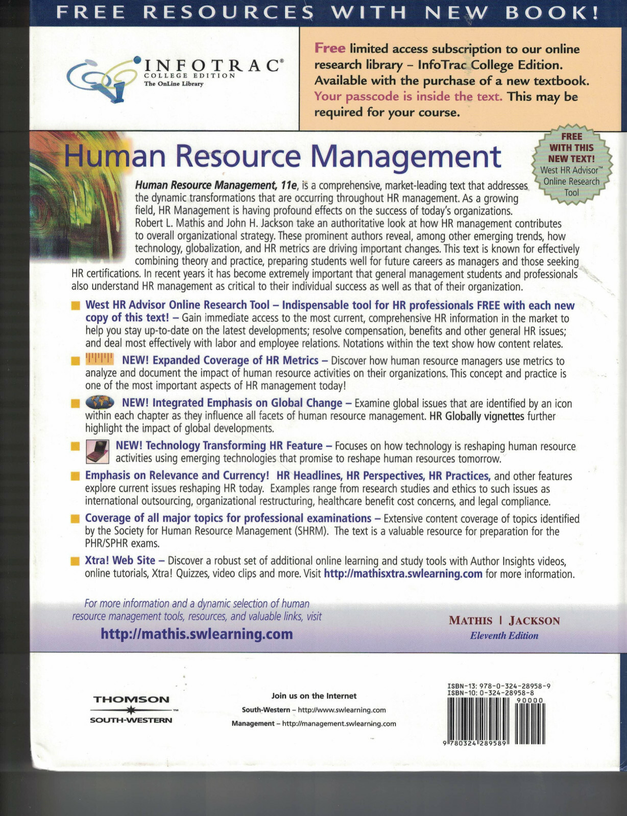 Human Resource Management – Mathis, Jackson (HC, 2006, 11th Ed)