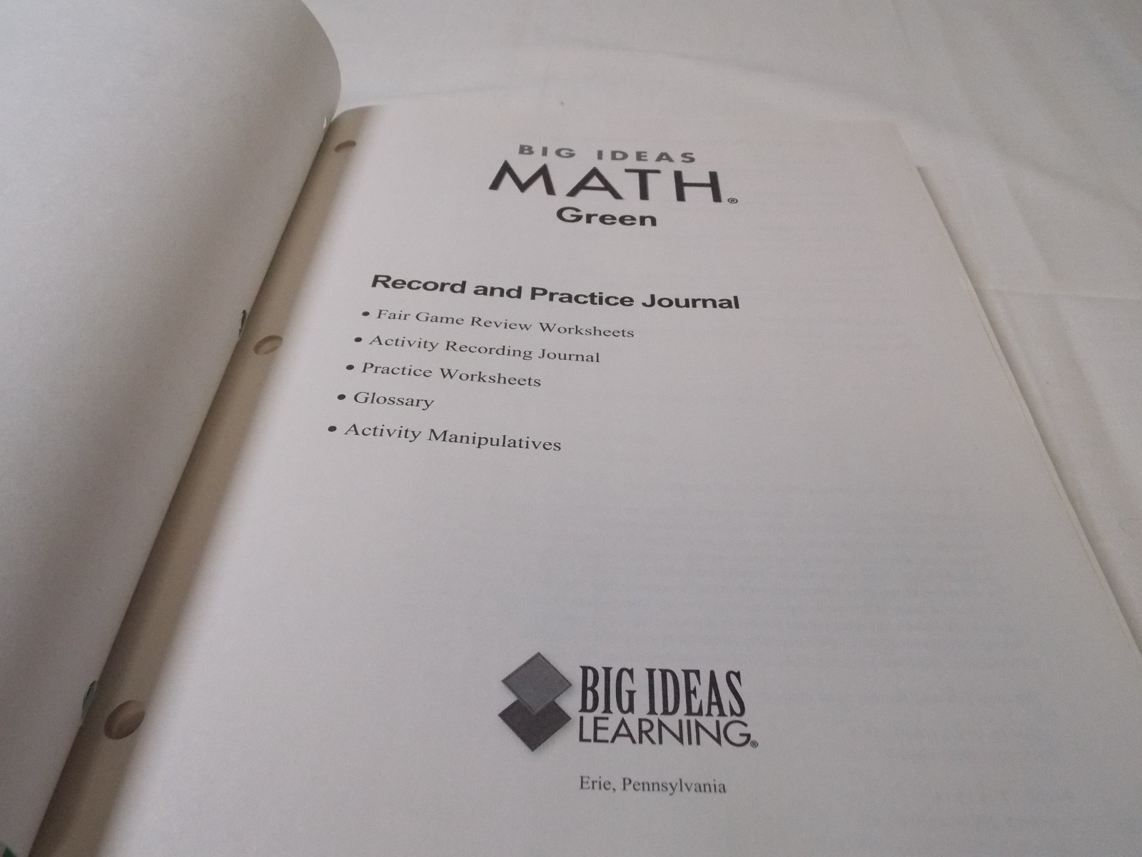 BIG IDEAS MATH: Record & Practice Journal Green/Course 1 HOLT MCDOUGAL