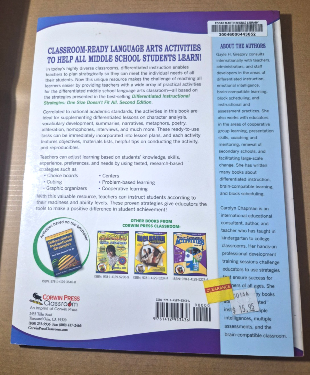 Activities for the Differentiated Classroom: Language Arts, Grades 6–8