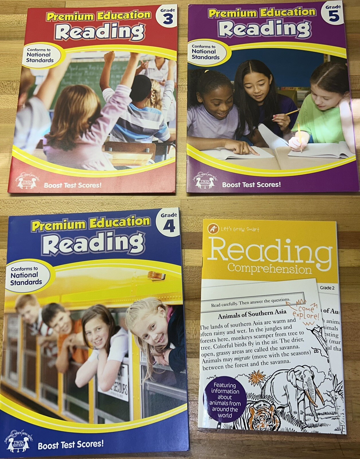 Premium Education Reading Bundle- 4 Books Gr 2-5 Boost Test Scores Twin Sisters