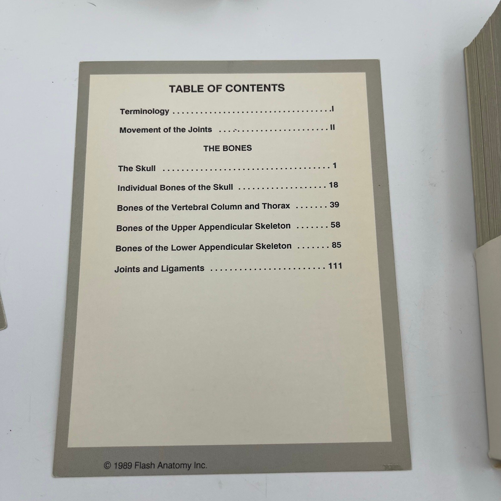 Flash Anatomy Flash Cards: The Bones By Andrew Bonsall Vintage 1989