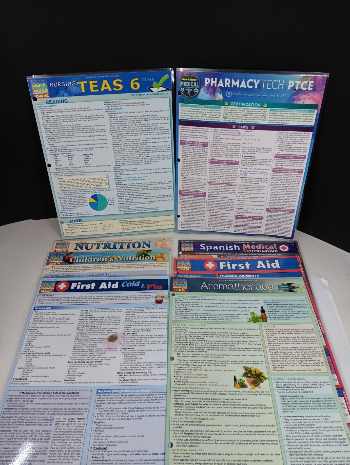 8 Medical BarCharts Quick Study Laminated Academic Guide Lot-Nursing-Pharmacy-