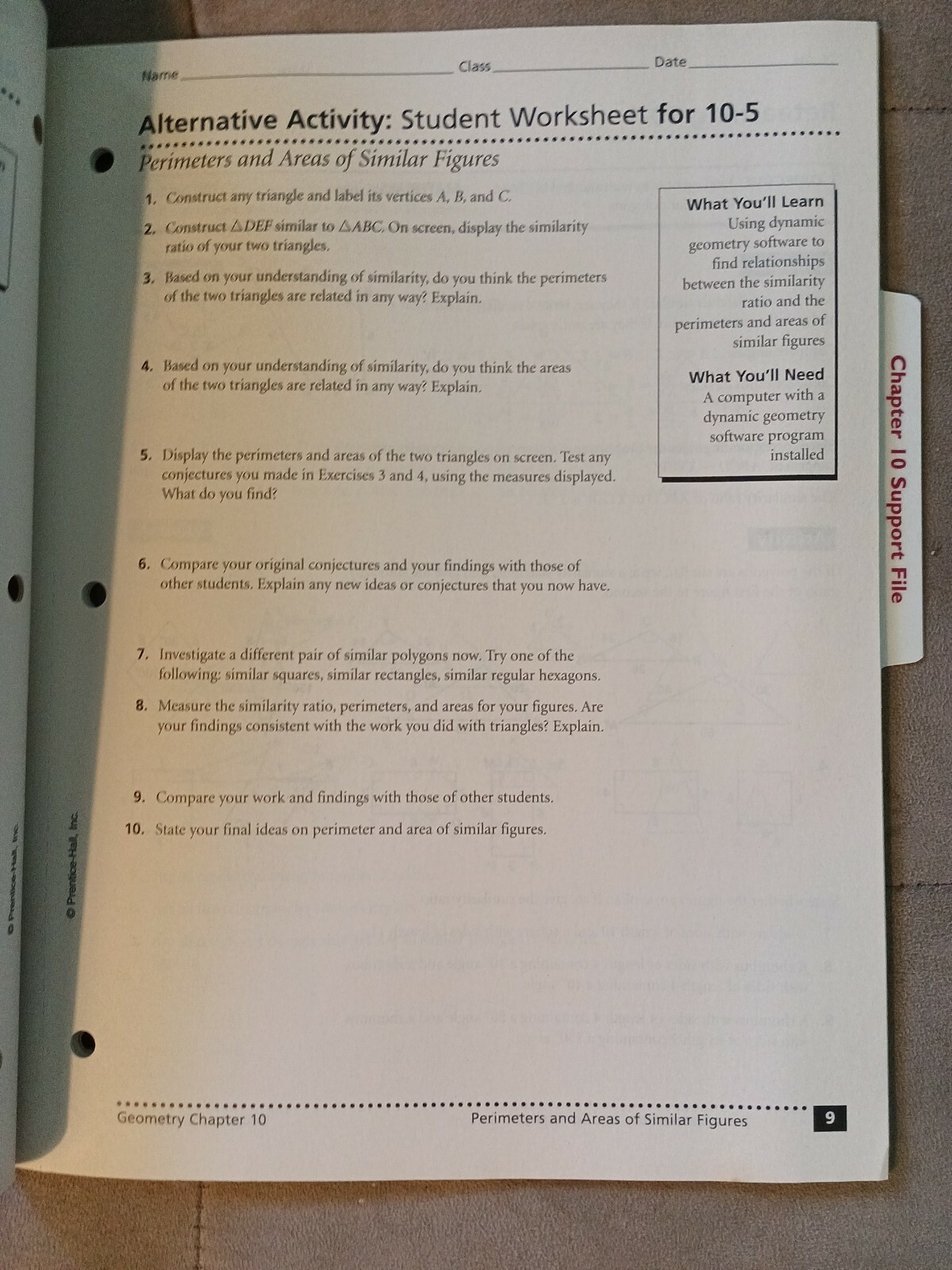 Chapter 10 Support File Geometry Prentice Hall Educational Study Material