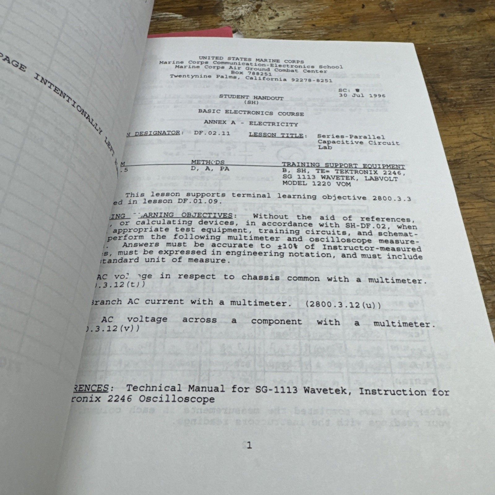 Marine Corps Communication Electronics School DF02 Reactive Components School