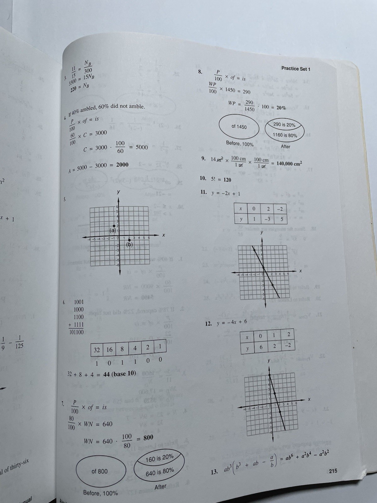 Saxon Math Algebra 1/2 Solution Manual Problem Practice Set 2nd Edition PB