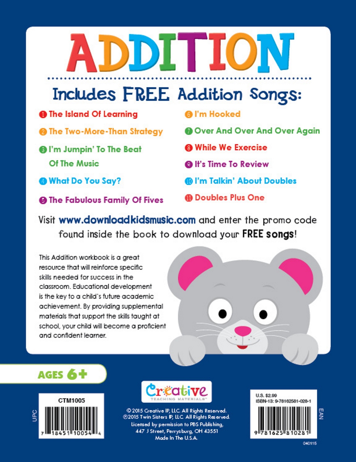 NEW 32pg Early Learning Workbook Addition Math Teaching Kindergarten First Grade