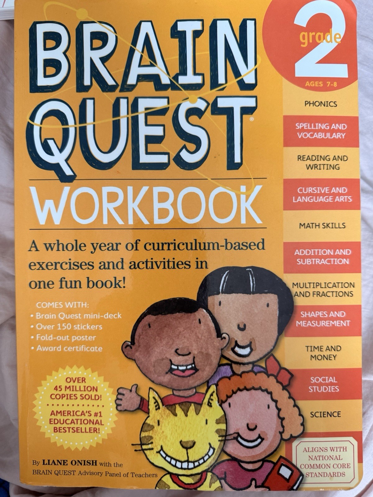 Brain Quest Workbook Grade 2 Ages 7-8 Phonics Math Science Time Money Cursive