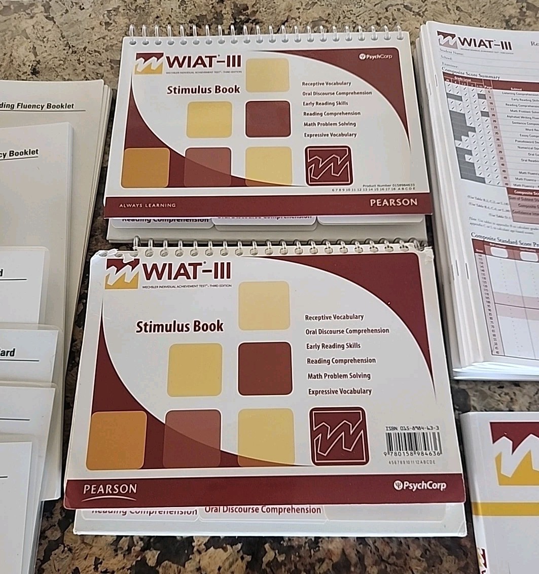 2 WIAT III Test 3rd Edition Test Kit Audio CD Record Response Books Protocols