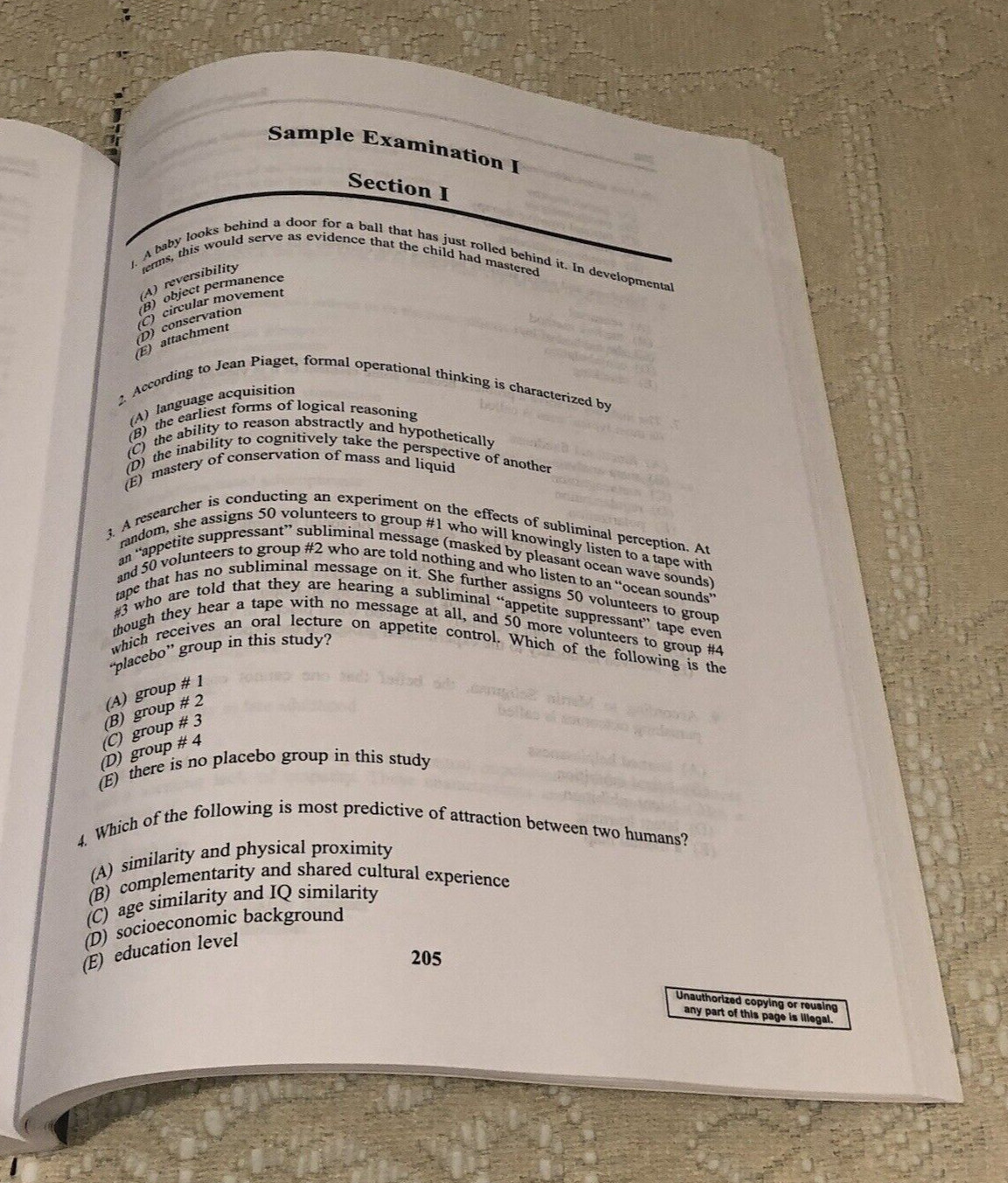 MULTIPLE-CHOICE & FREE RESPONSE Qs IN PREPARATION FOR THE AP PSYCHOLOGY EXAM 2nd