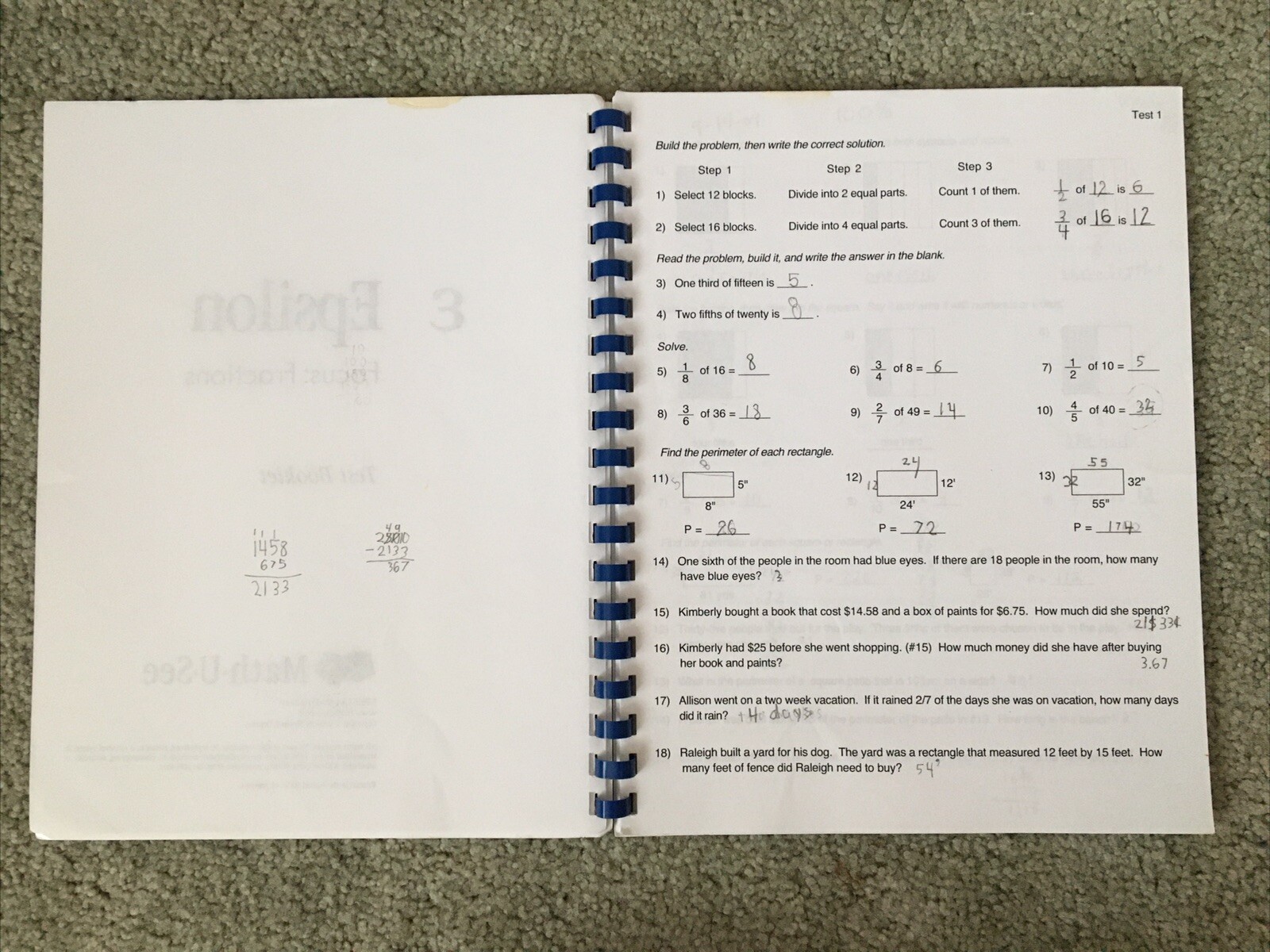 Math U See Epsilon Test Booklet Steve Demme Homeschool Curriculum