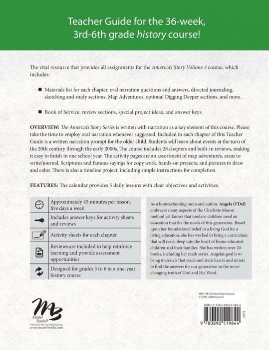 New Master Books Teacher Guide for AMERICA’S STORY 3 O’Dell Homeschool Grade 3-6