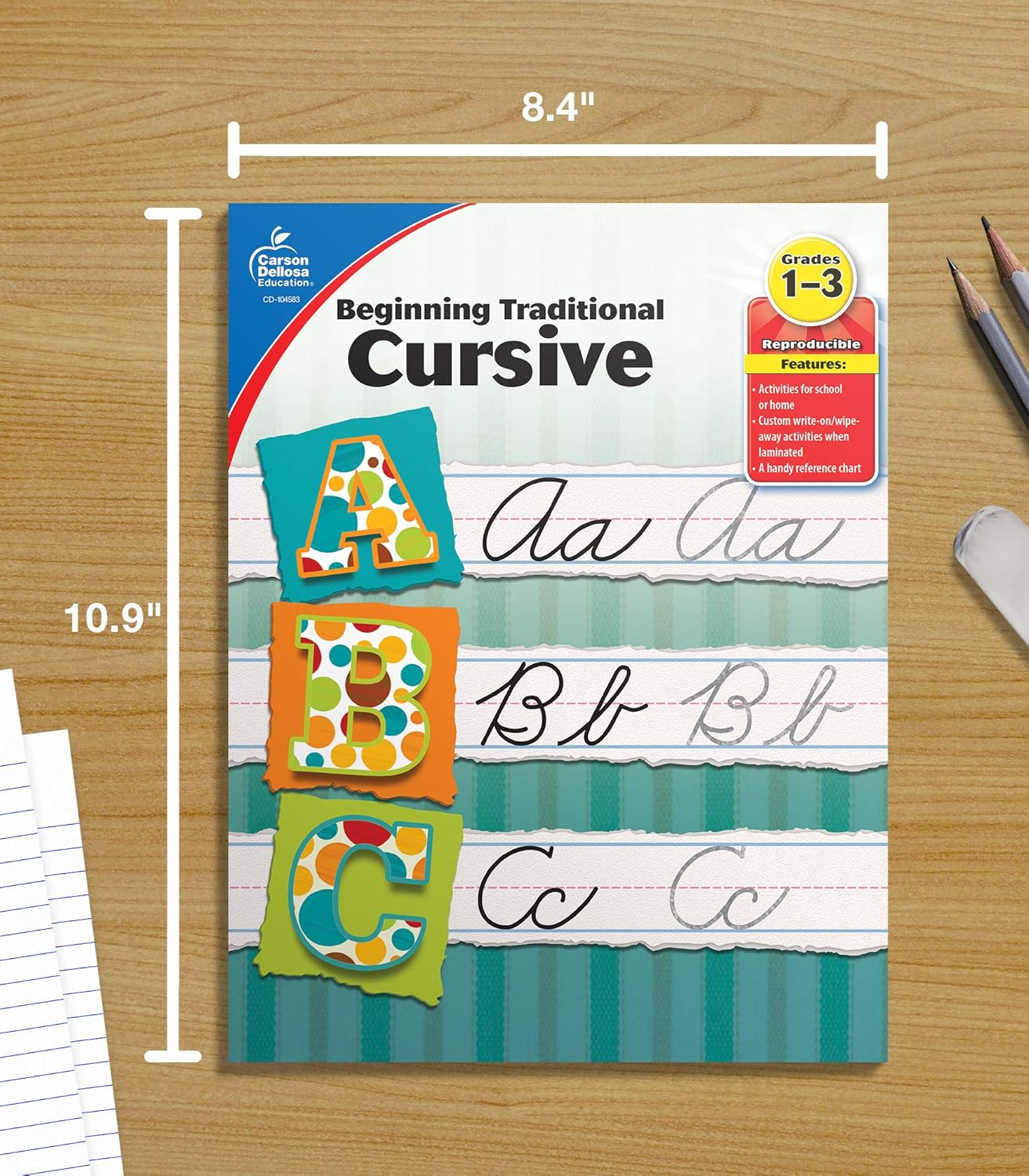 Carson Dellosa Grades 1-3 Beginning Traditional Cursive Handwriting Workbook, Wr