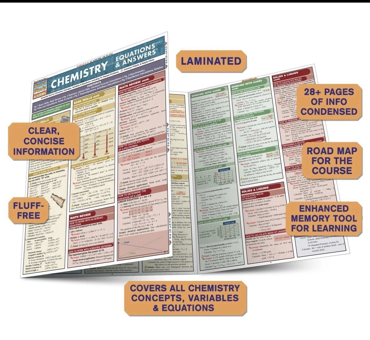 QuickStudy Academic | Chemistry Equations And Answers | Laminated Study Guide