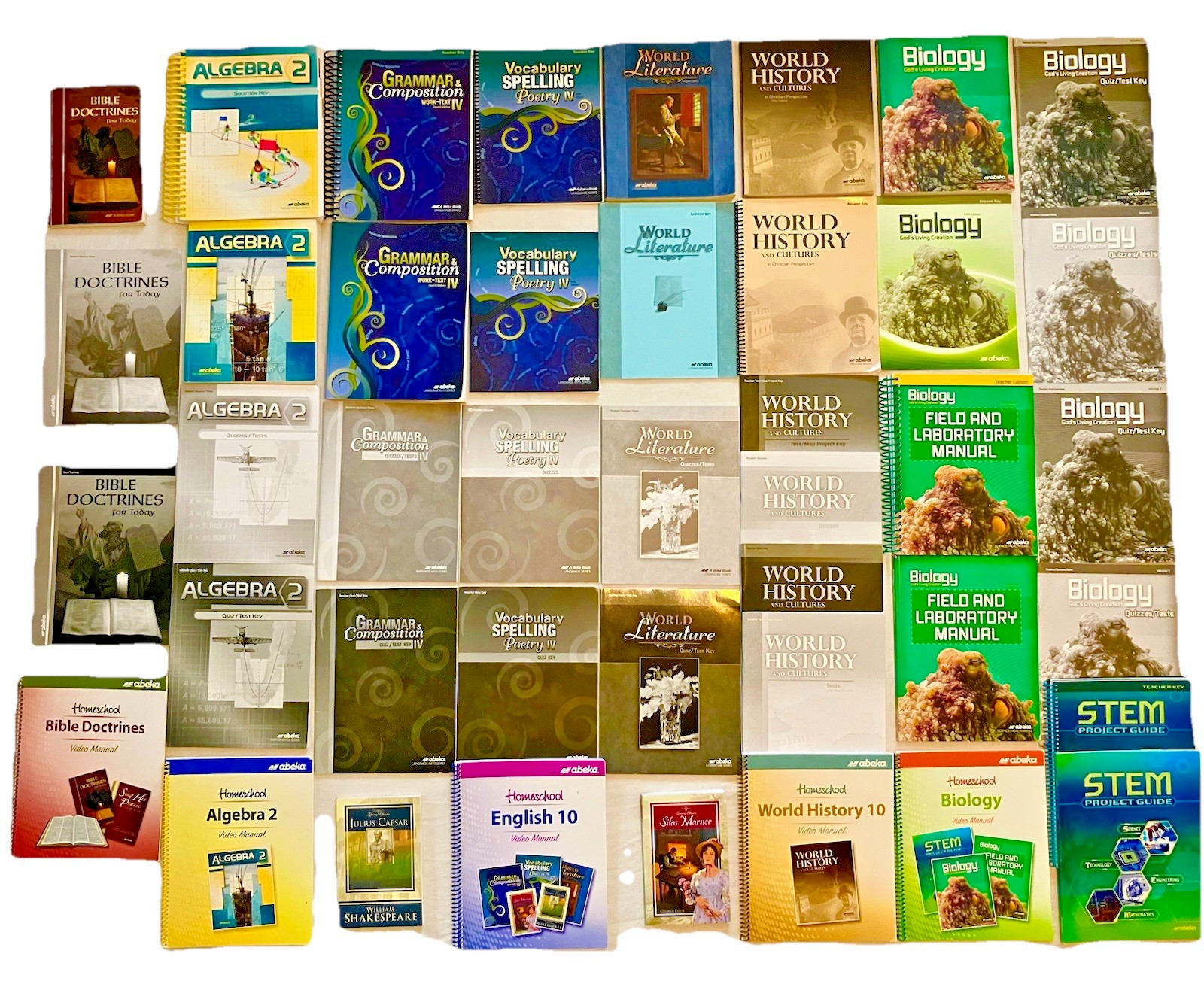 Abeka 10th Grade 10 Curriculum Complete Set Lot 42 Student Kit & Teacher Keys