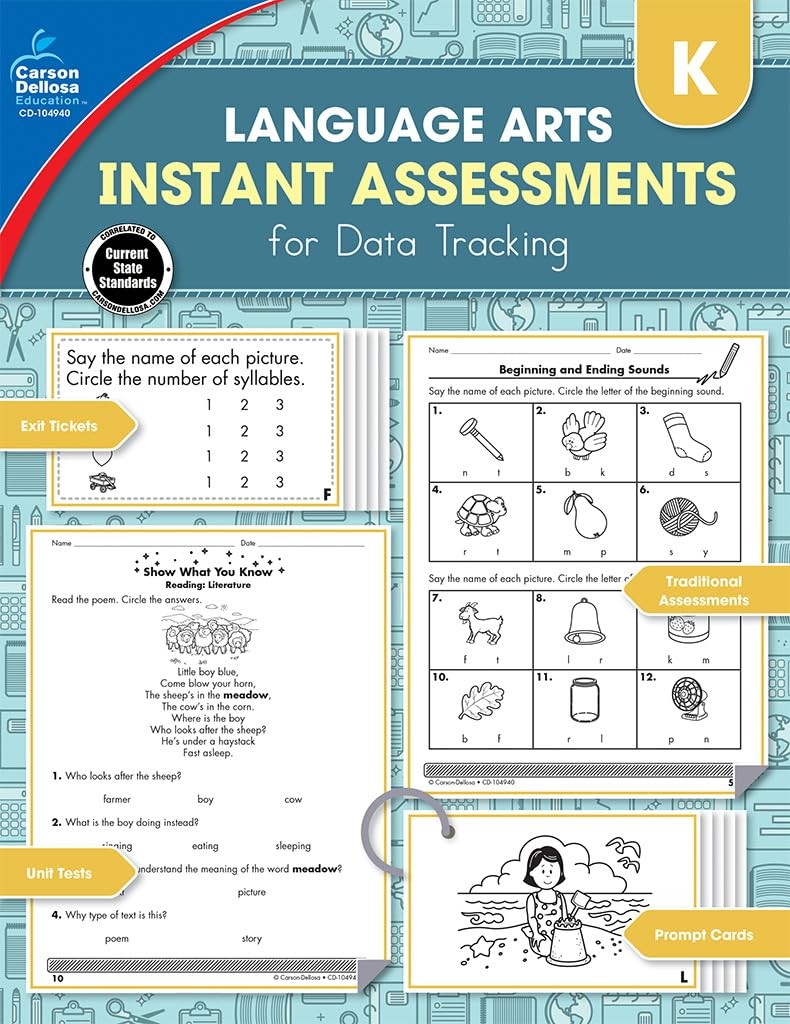 Carson Dellosa Instant Assessments for Data Tracking, Grade K Resource Book