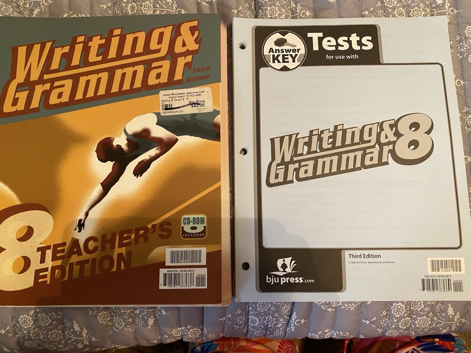 BJU Press Writing & Grammar 8 third edition Teacher Book W CD & Test Answer Key