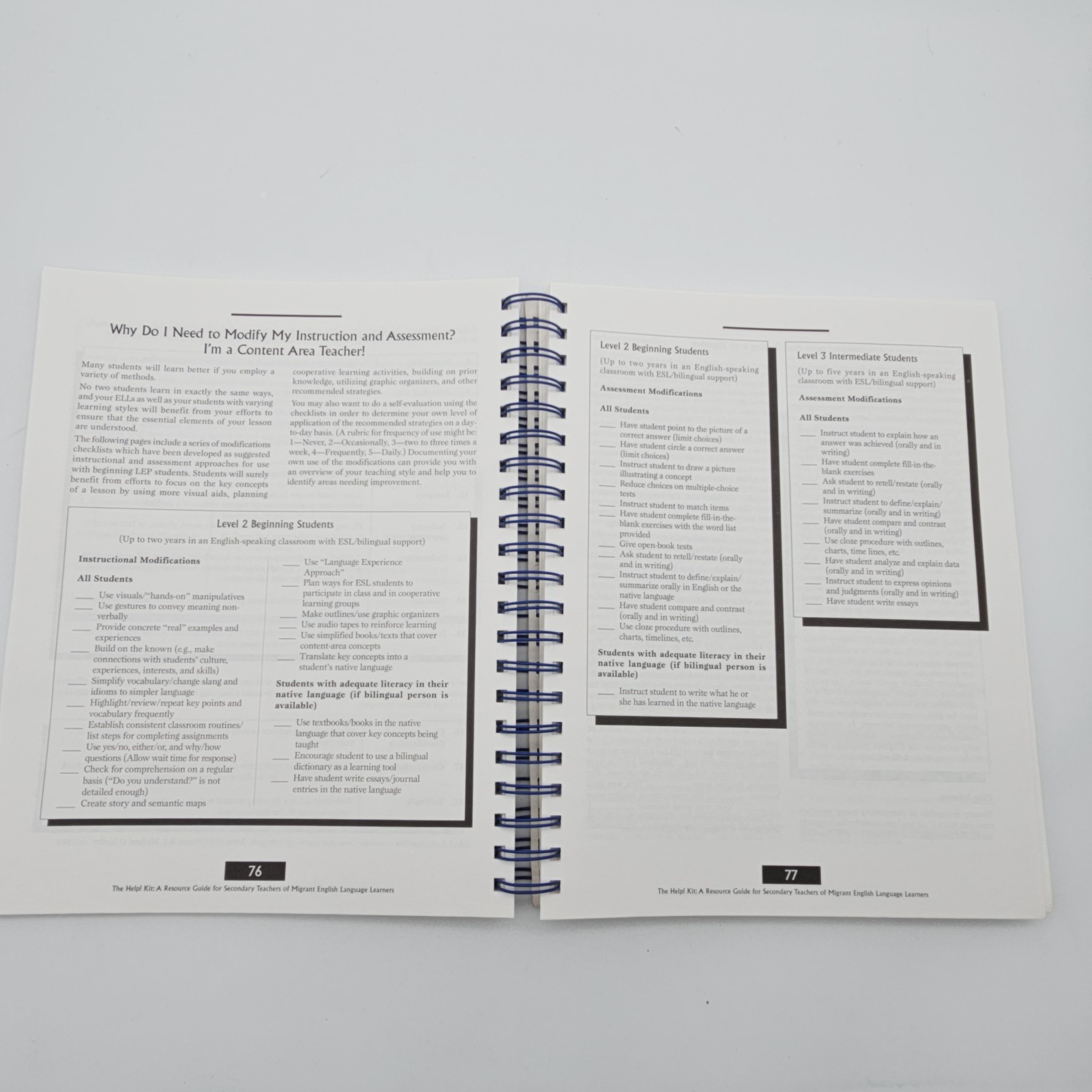 ESL Teaching Guide Help! Kit For Secondary Teachers Migrant ELL Support ESCORT