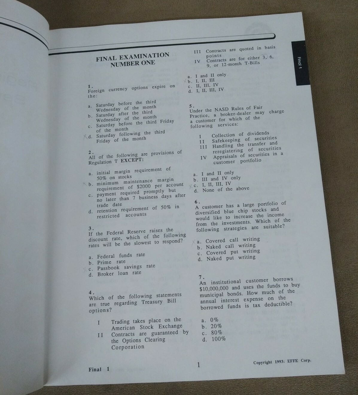 Registered Representative Series 7 Study Program Pass Perfect 1993 Practice Exam