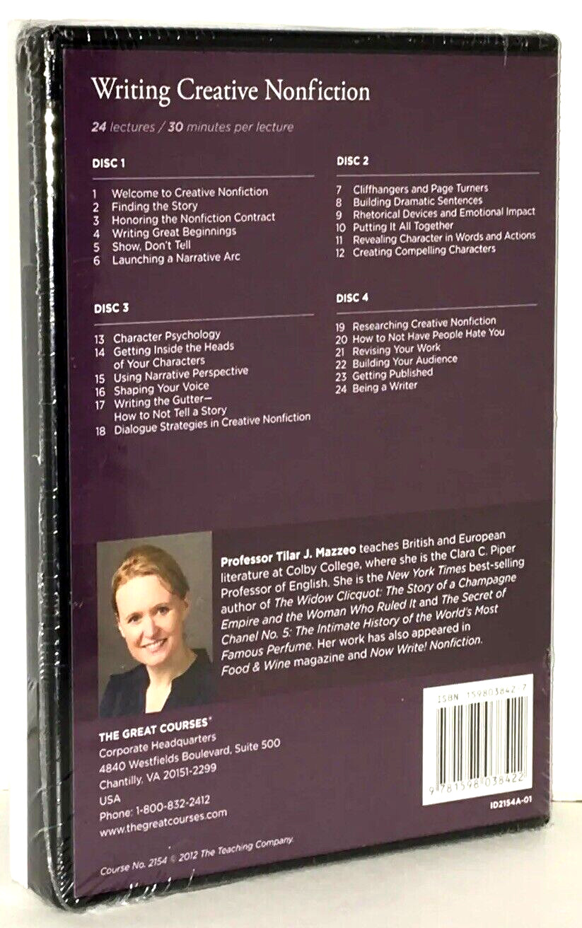 The Great Courses – Writing Creative Nonfiction – Course Guidebook + 4 DVDs NEW