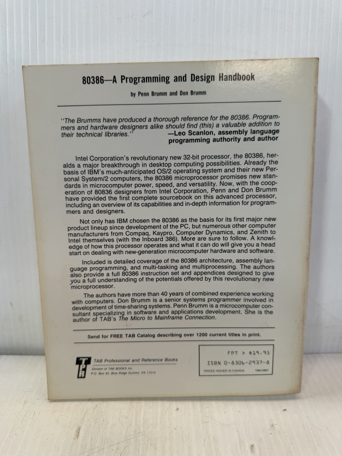 80386 A Programming and Design Handbook Penn Brumm TAB Books Intel Assembly Book