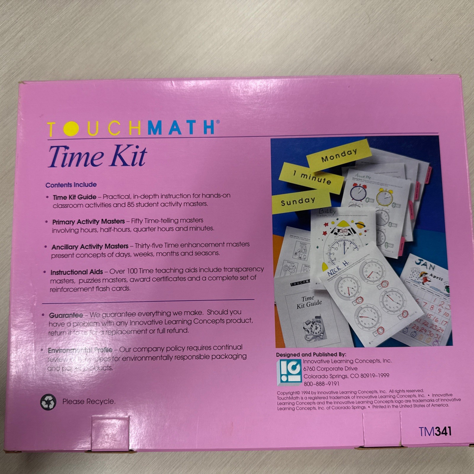 Touch Math Time Kit TM341 Innovative Learning Concepts