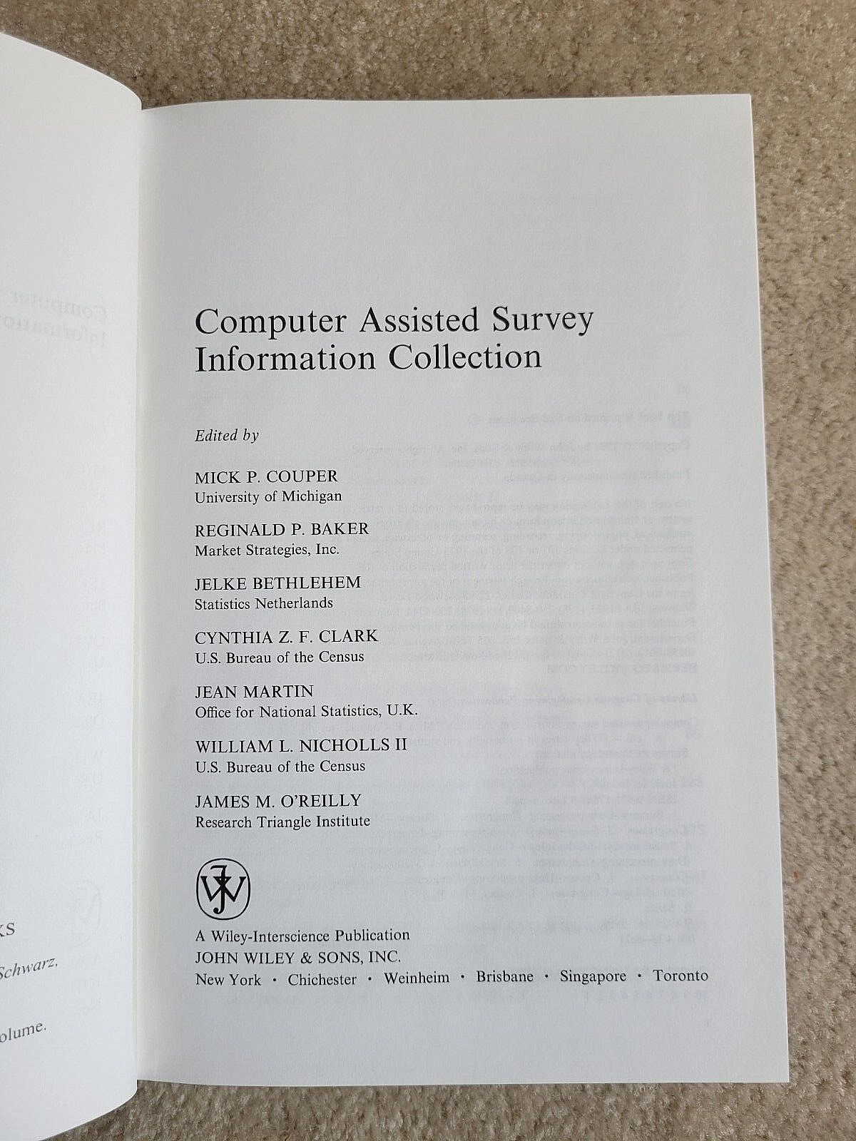 Computer Assisted Survey Information Collection Couper, Mick P. (Editor)