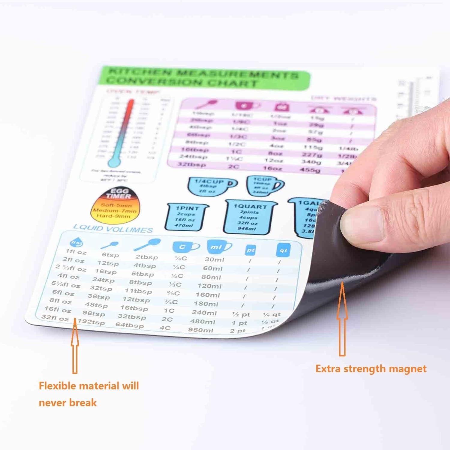 Durable Waterproof Kitchen Measurement Magnet – Easy Imperial & Metric Guide