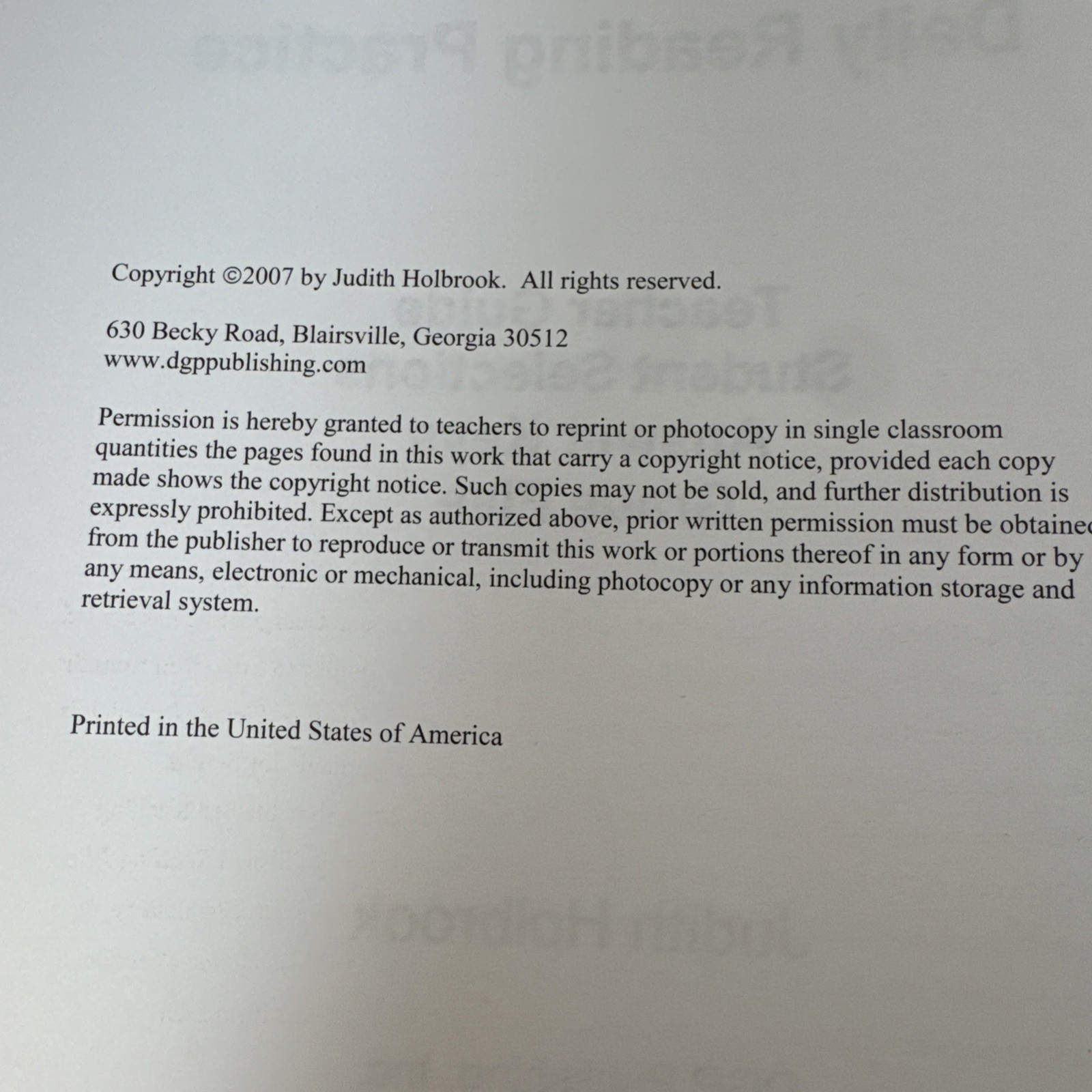 Daily Reading Practice Teacher Guide Student Selections & Answer Keys Grade 5