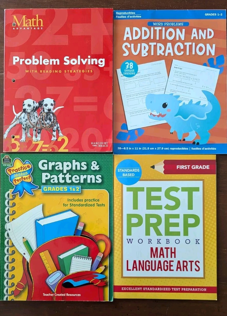 Math Books 1st & 2nd Grade With LA, Lot Of 4